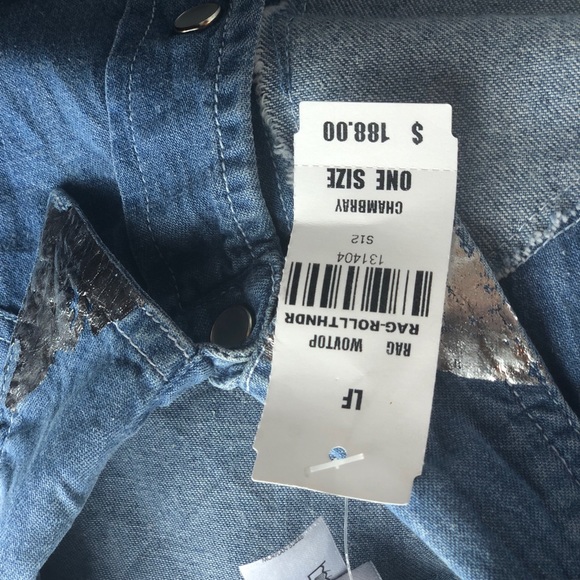 RP4LF || Denim Long Sleeves Blouse Top Shirt - Picture 6 of 8